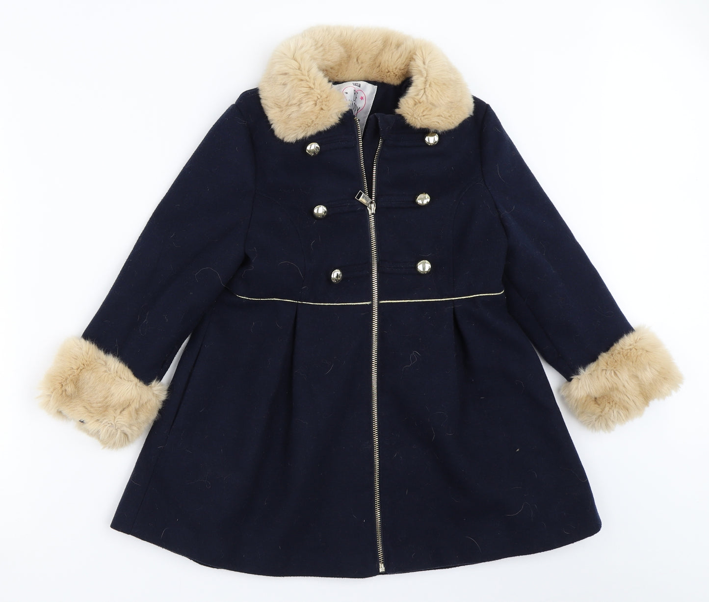 F&F Girls Blue   Overcoat Coat Size 6-7 Years
