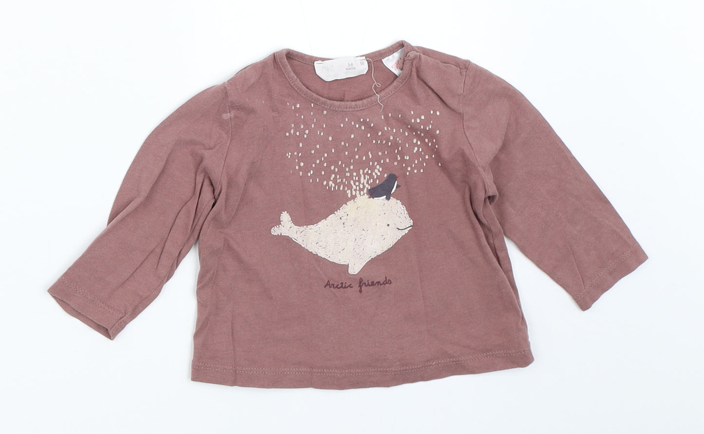 Zara Girls Brown   Basic T-Shirt Size 3-6 Months