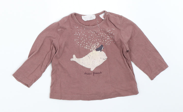Zara Girls Brown Basic T-Shirt Size 3-6 Months