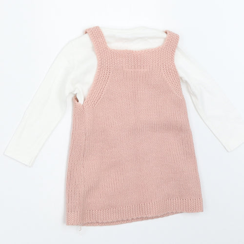 F&F Girls Pink   Pinafore/Dungaree Dress  Size 3-6 Months