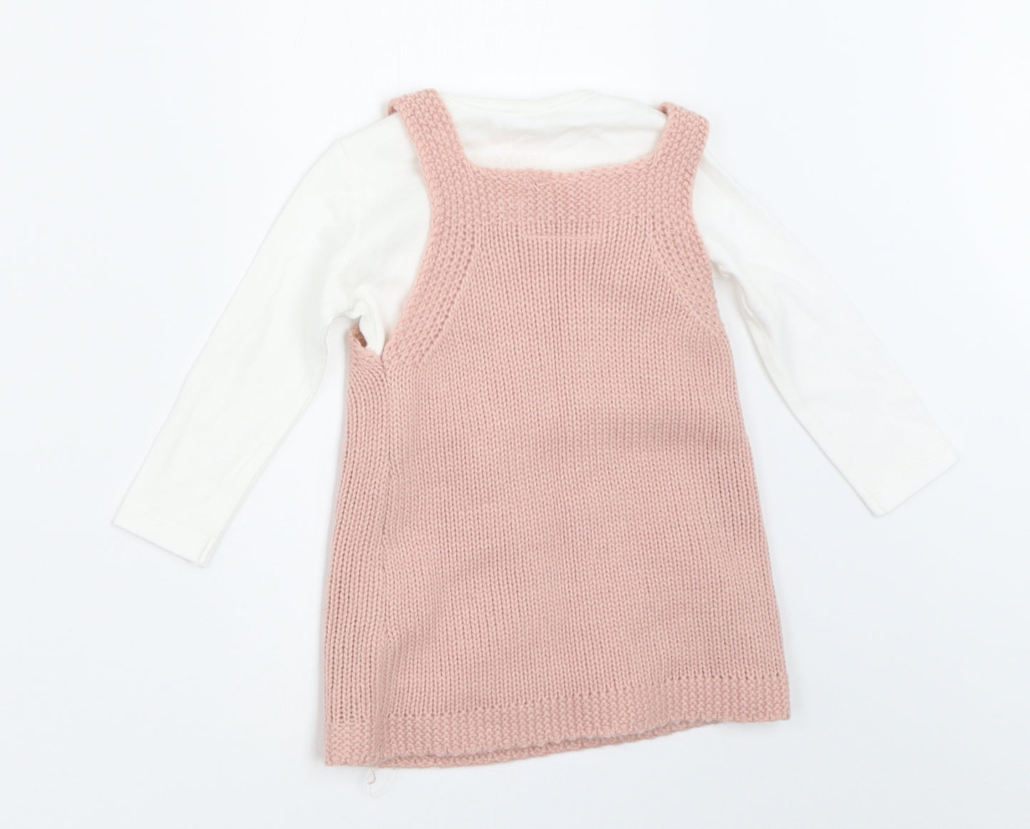 F&F Girls Pink   Pinafore/Dungaree Dress  Size 3-6 Months