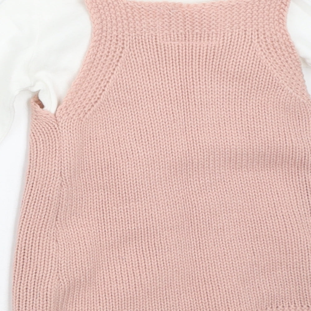F&F Girls Pink   Pinafore/Dungaree Dress  Size 3-6 Months