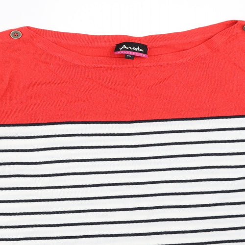 Arista Womens White Striped  Pullover Jumper Size 20