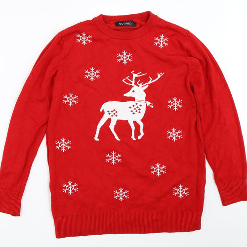 Ougrid Mens Red   Pullover Jumper Size L  - christmas