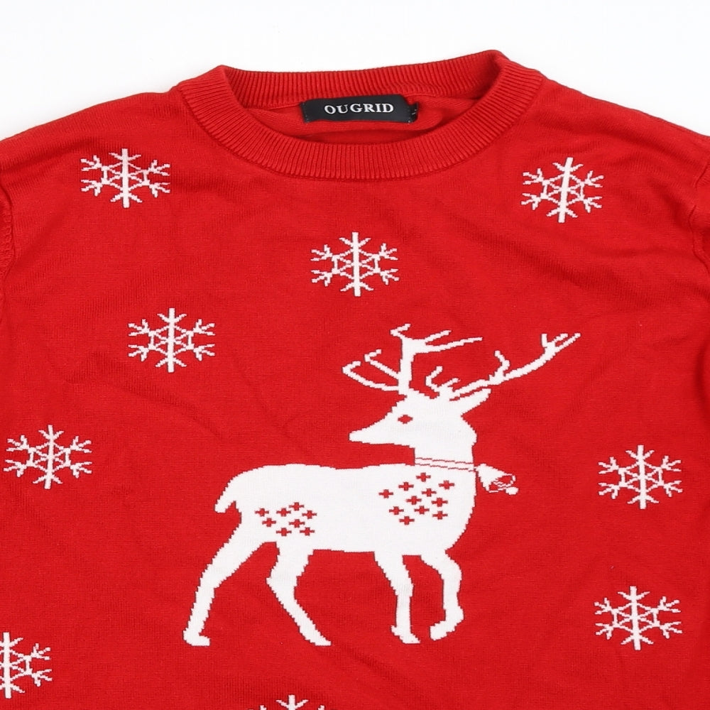 Ougrid Mens Red   Pullover Jumper Size L  - christmas