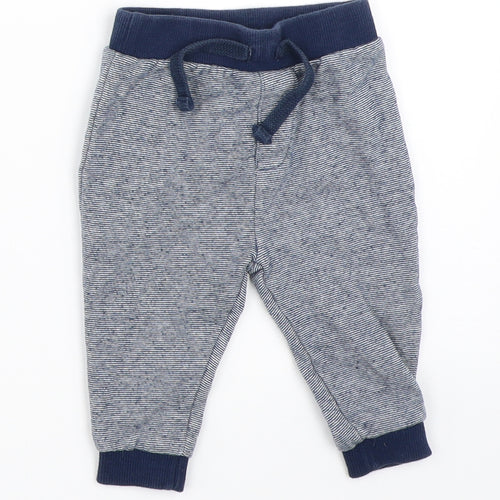 F&F Boys Blue Striped  Jogger Trousers Size 6-9 Months