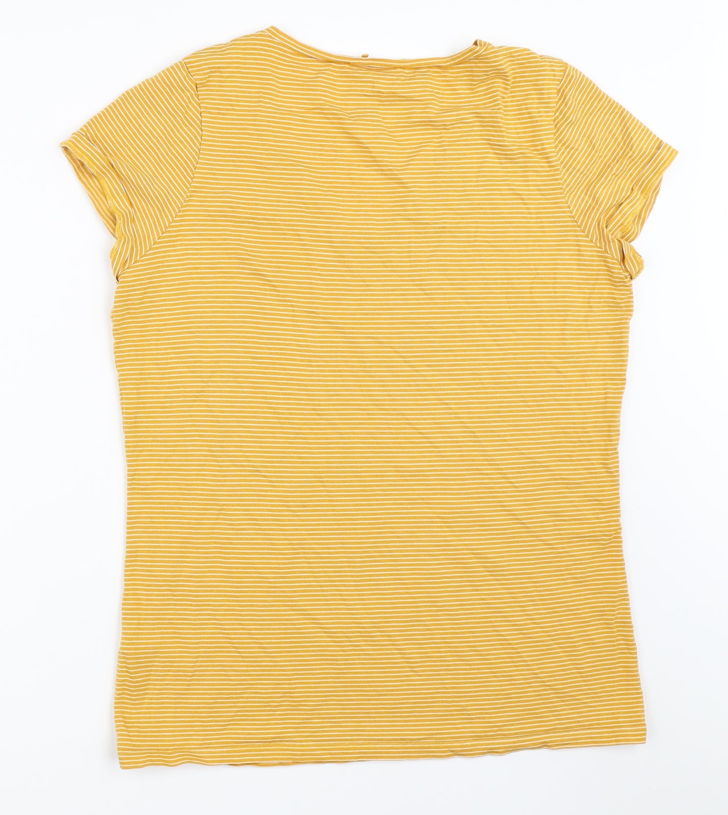 Fat Face Womens Yellow Striped  Basic T-Shirt Size 14