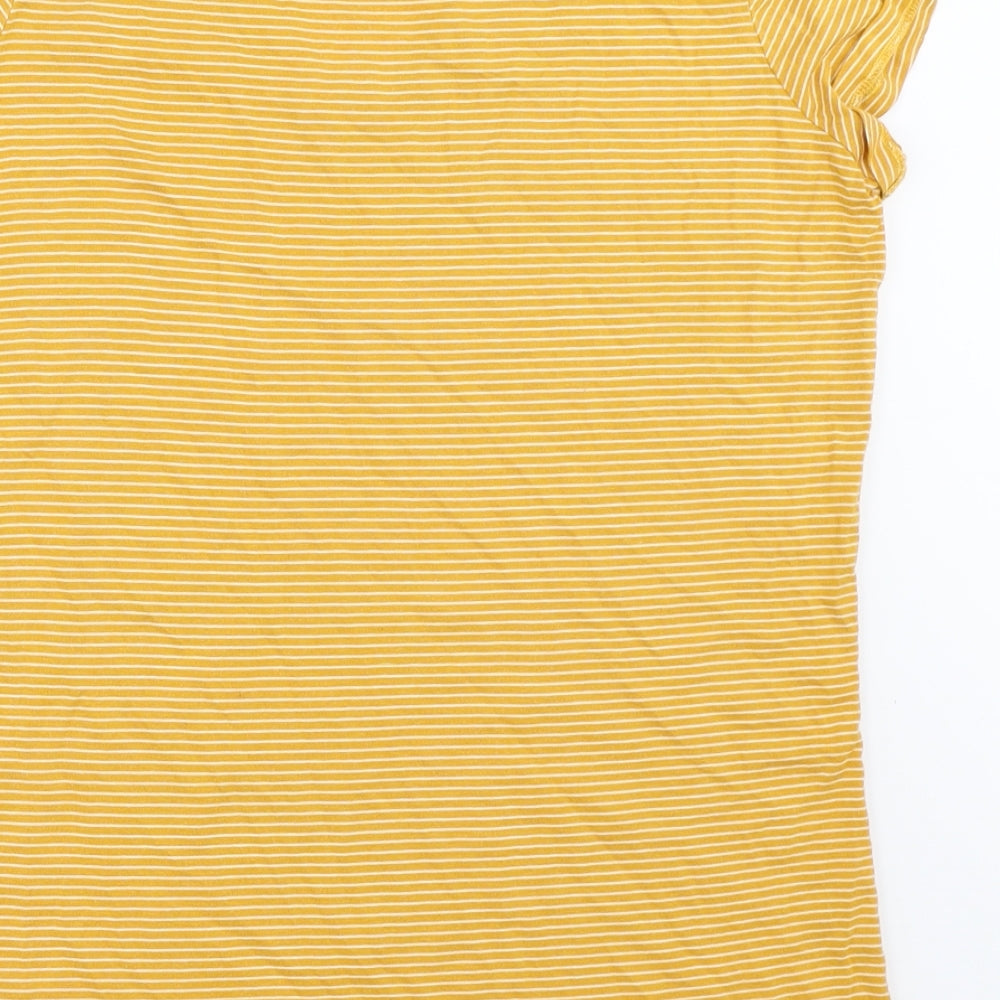 Fat Face Womens Yellow Striped  Basic T-Shirt Size 14