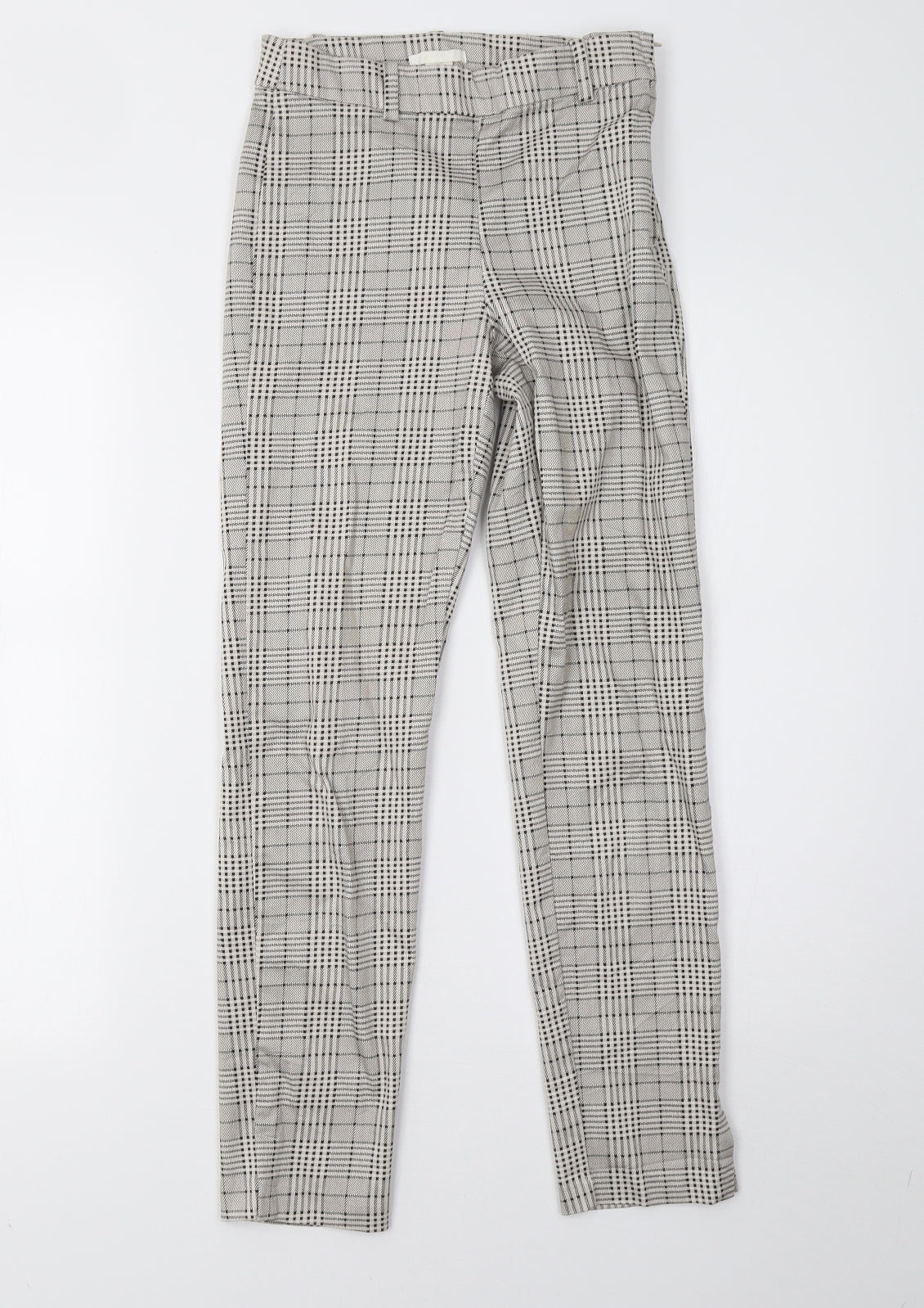 H&M Womens Beige Check  Trousers  Size 4 L27 in