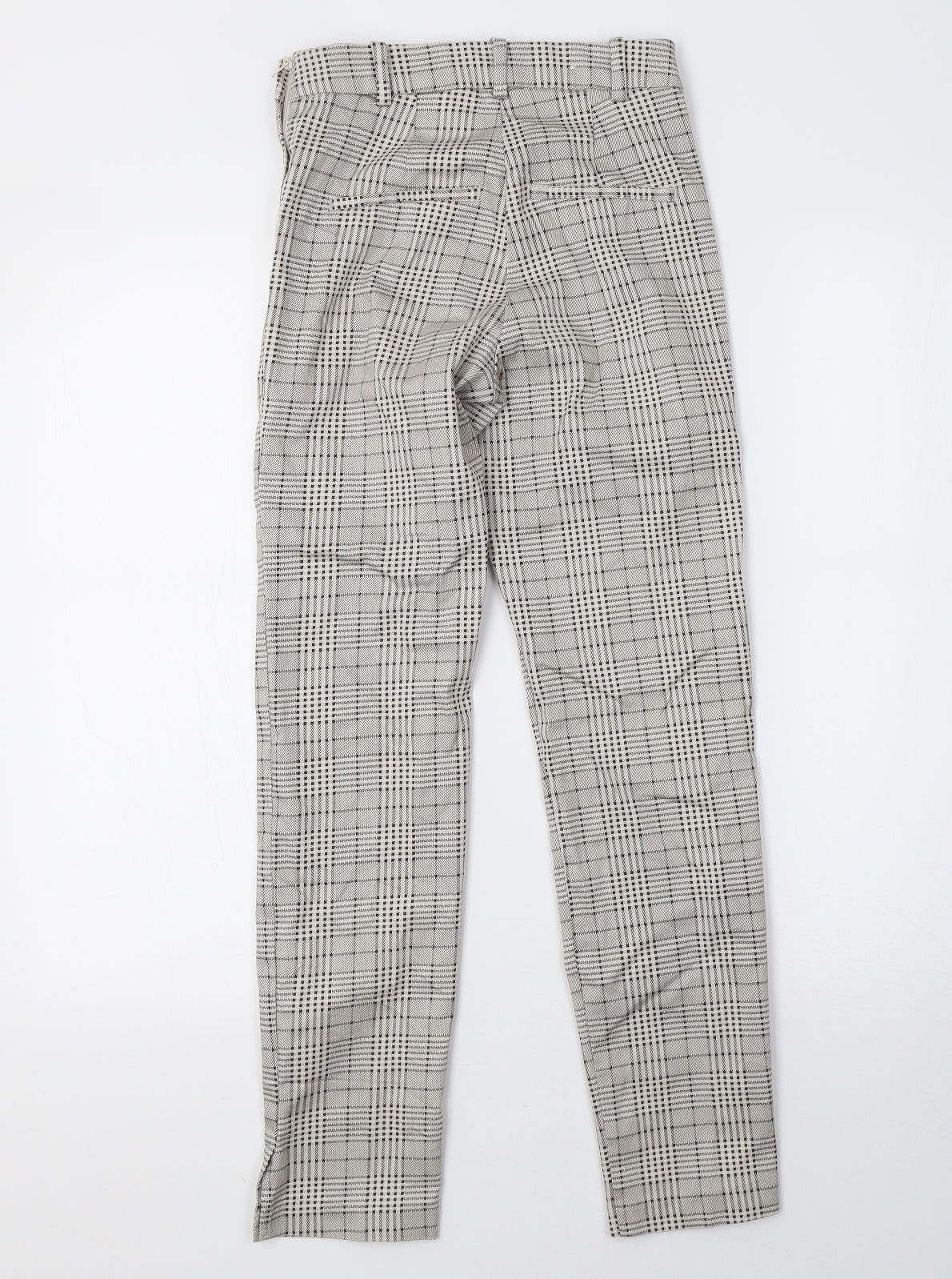 H&M Womens Beige Check  Trousers  Size 4 L27 in