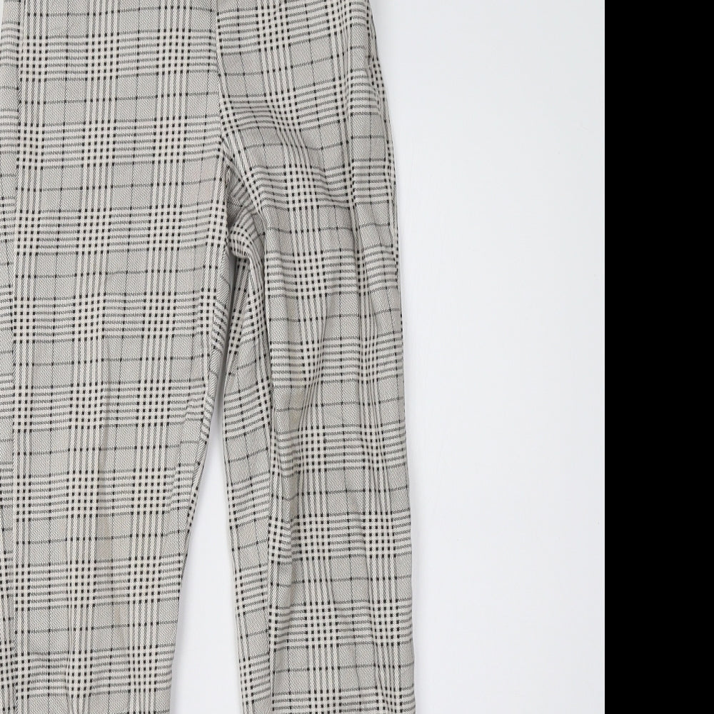 H&M Womens Beige Check  Trousers  Size 4 L27 in