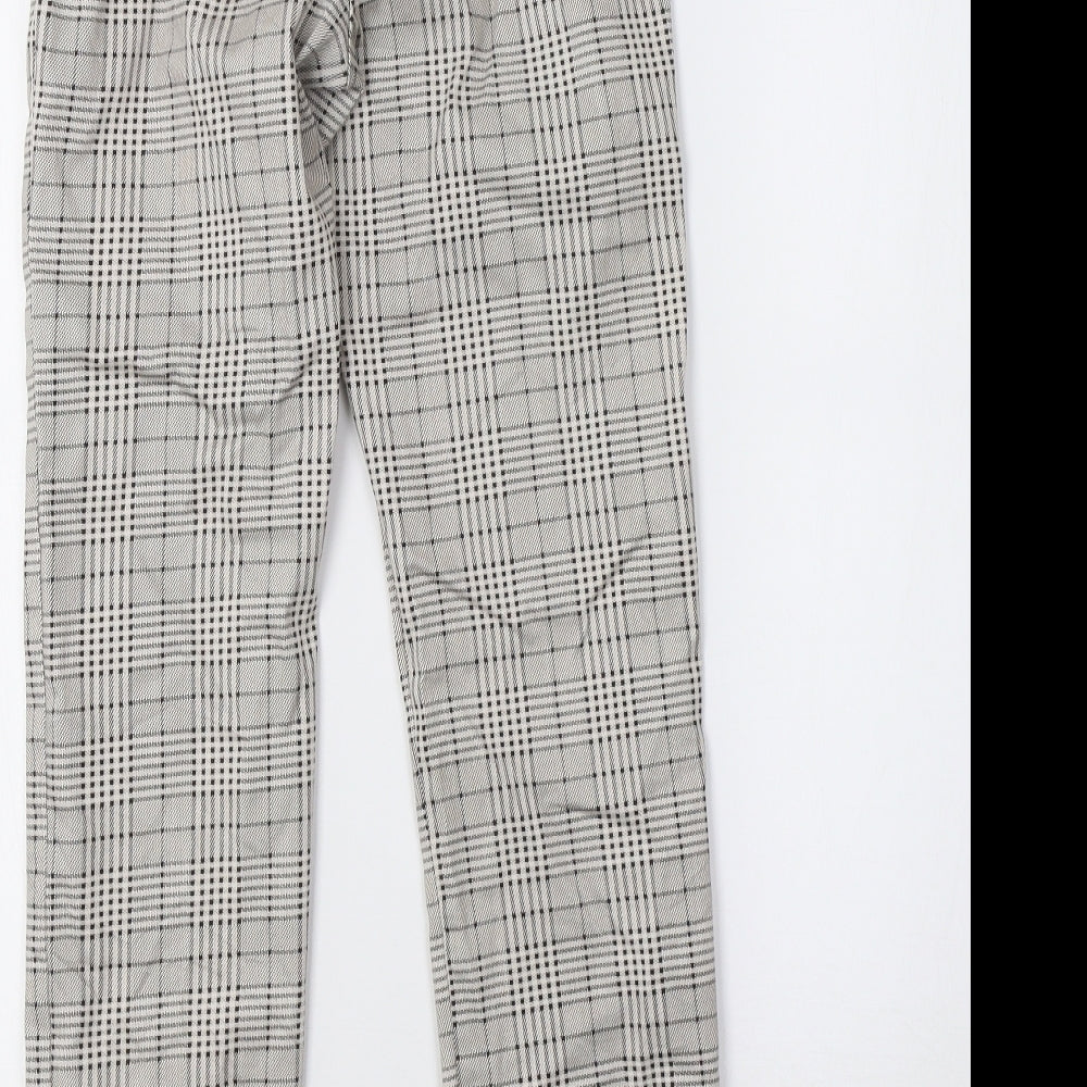 H&M Womens Beige Check  Trousers  Size 4 L27 in