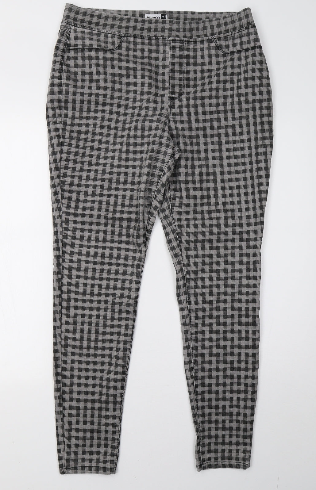 m&vo Womens Grey Check  Jegging Trousers Size 14 L30 in
