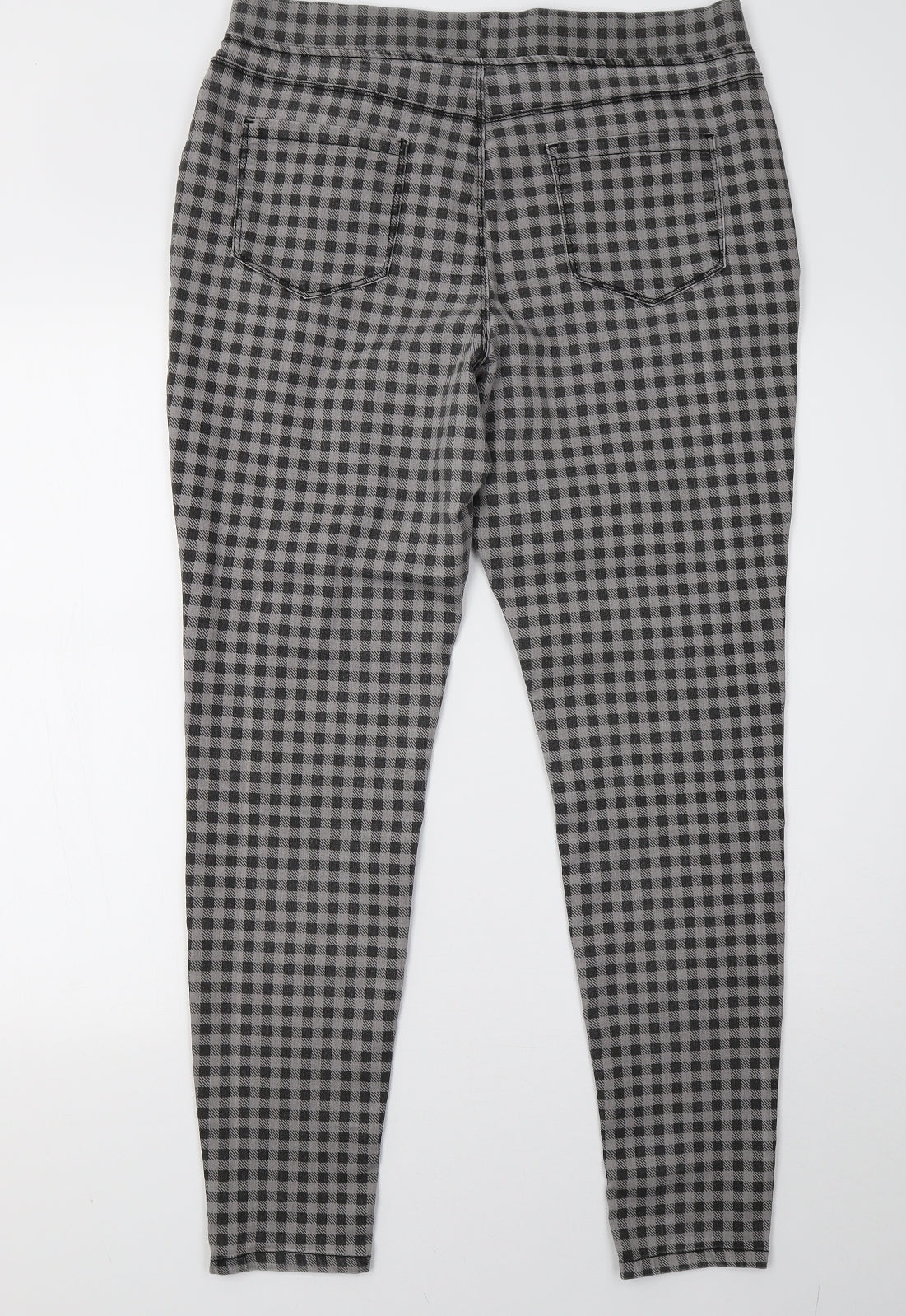 m&vo Womens Grey Check  Jegging Trousers Size 14 L30 in