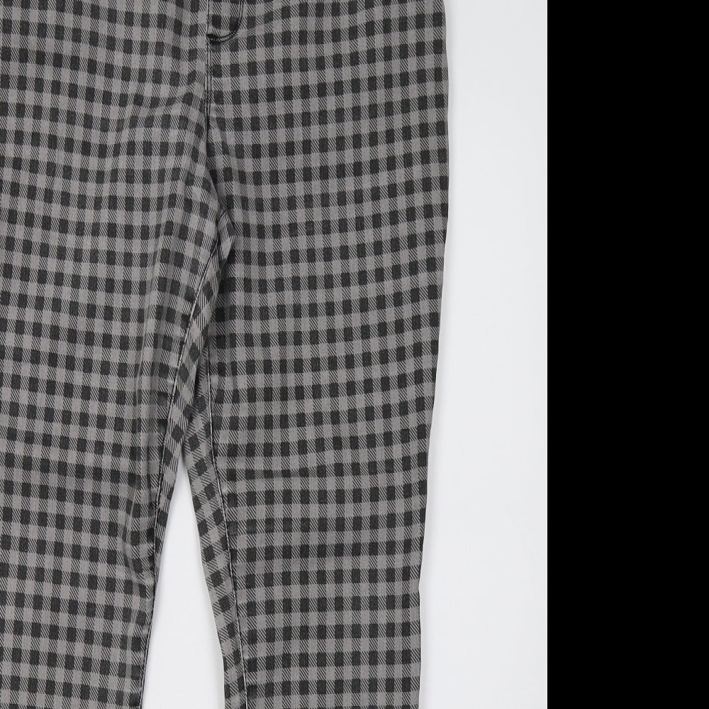 m&vo Womens Grey Check  Jegging Trousers Size 14 L30 in