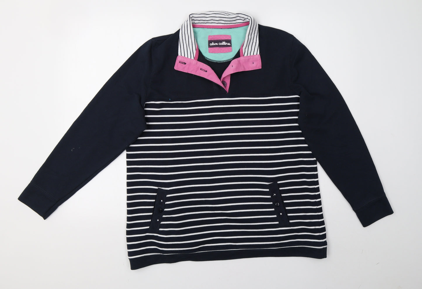alice collins Womens Blue Striped  Pullover Sweatshirt Size 14