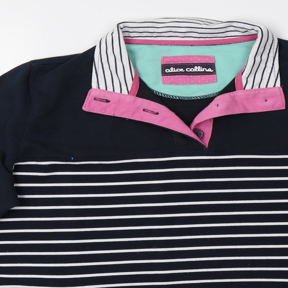 alice collins Womens Blue Striped  Pullover Sweatshirt Size 14