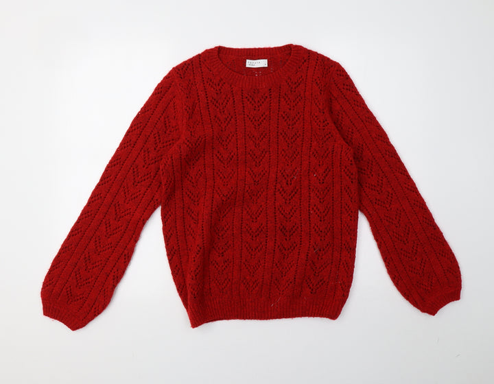 Matalan Womens Red Knit Pullover Sweatshirt Size M