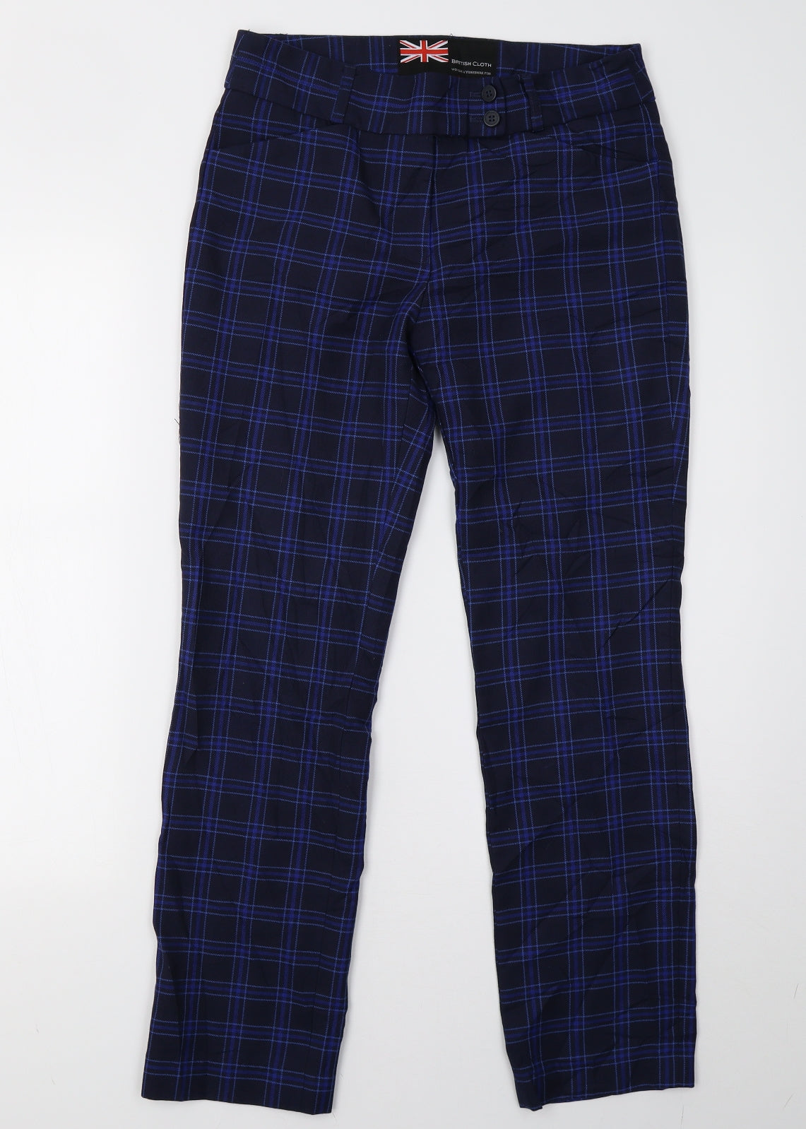 british cloth Womens Blue Check  Trousers  Size 12 L28 in