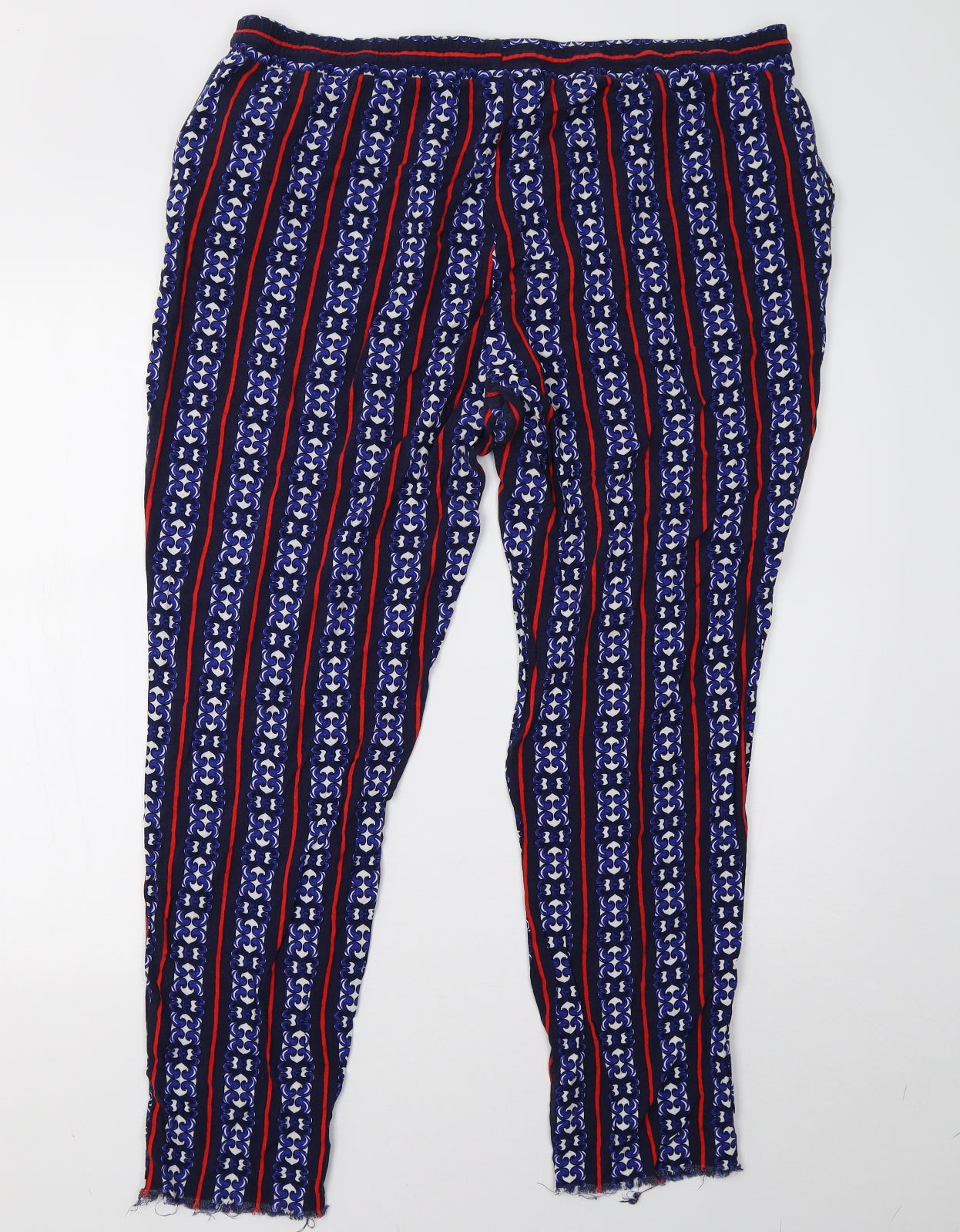 Matalan Womens Blue Geometric  Trousers  Size 18 L28 in