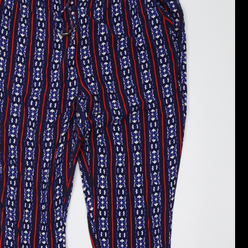 Matalan Womens Blue Geometric  Trousers  Size 18 L28 in