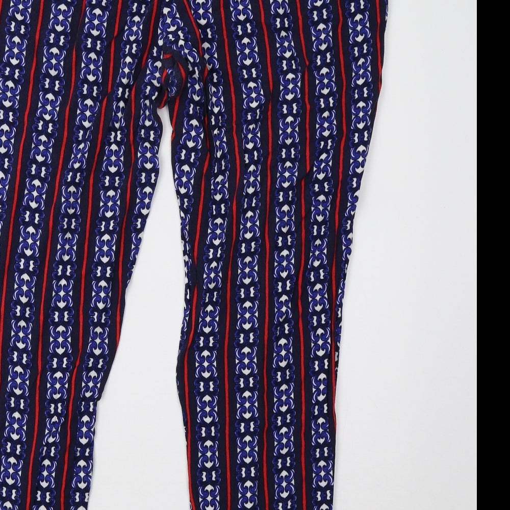 Matalan Womens Blue Geometric  Trousers  Size 18 L28 in