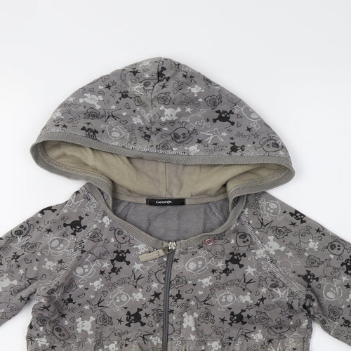 George Boys Grey Polka Dot  Full Zip Hoodie Size 10-11 Years