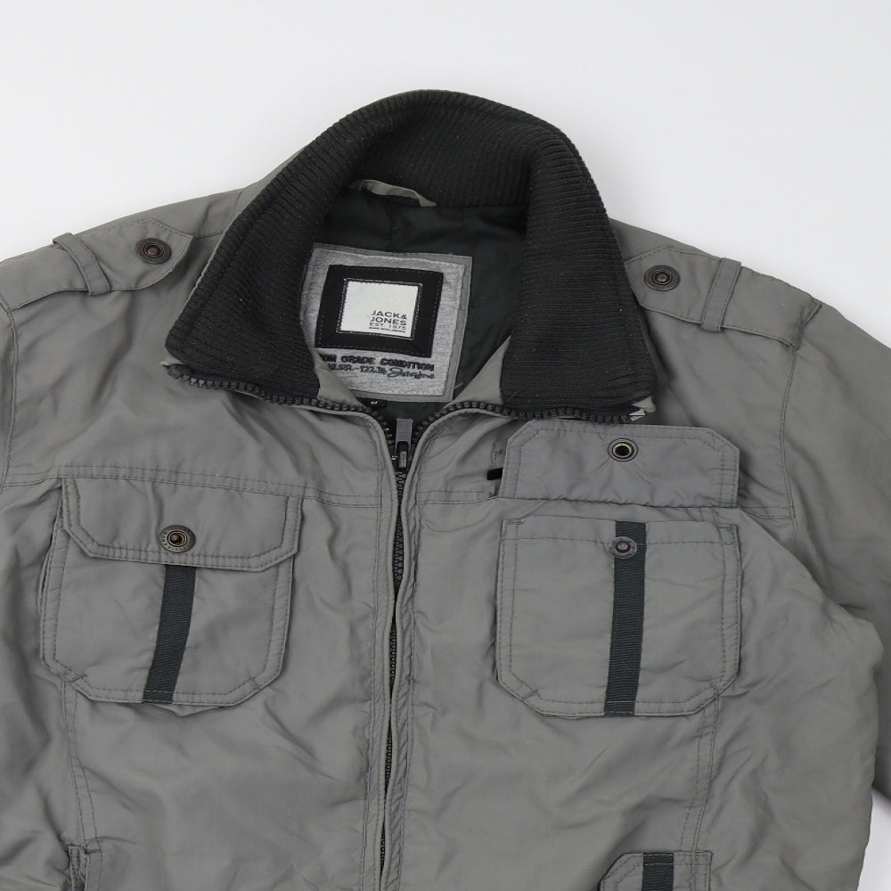 JACK & JONES Mens Grey   Bomber Jacket Jacket Size M