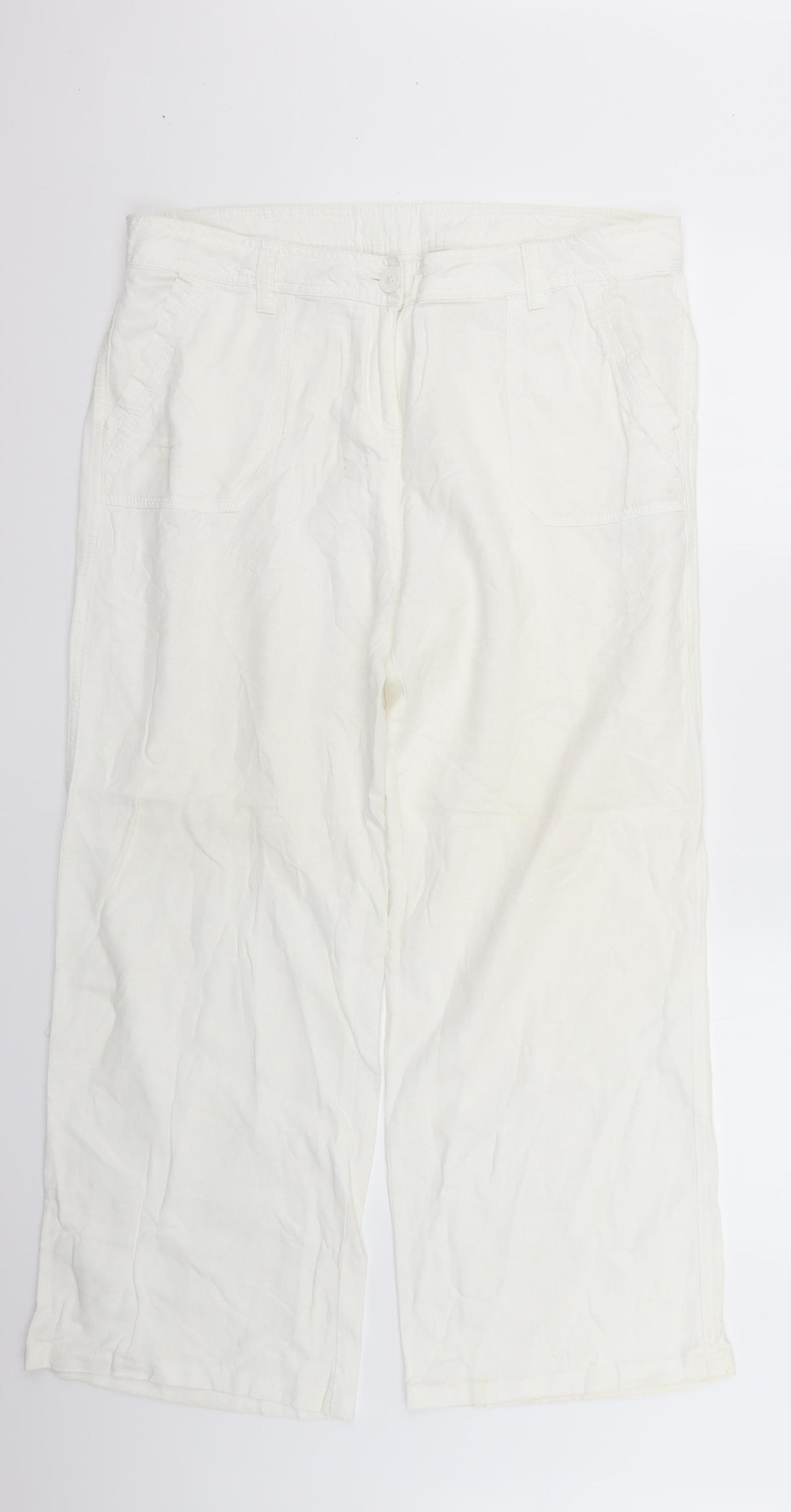 Marks and Spencer Womens White   Trousers  Size 14 L26 in