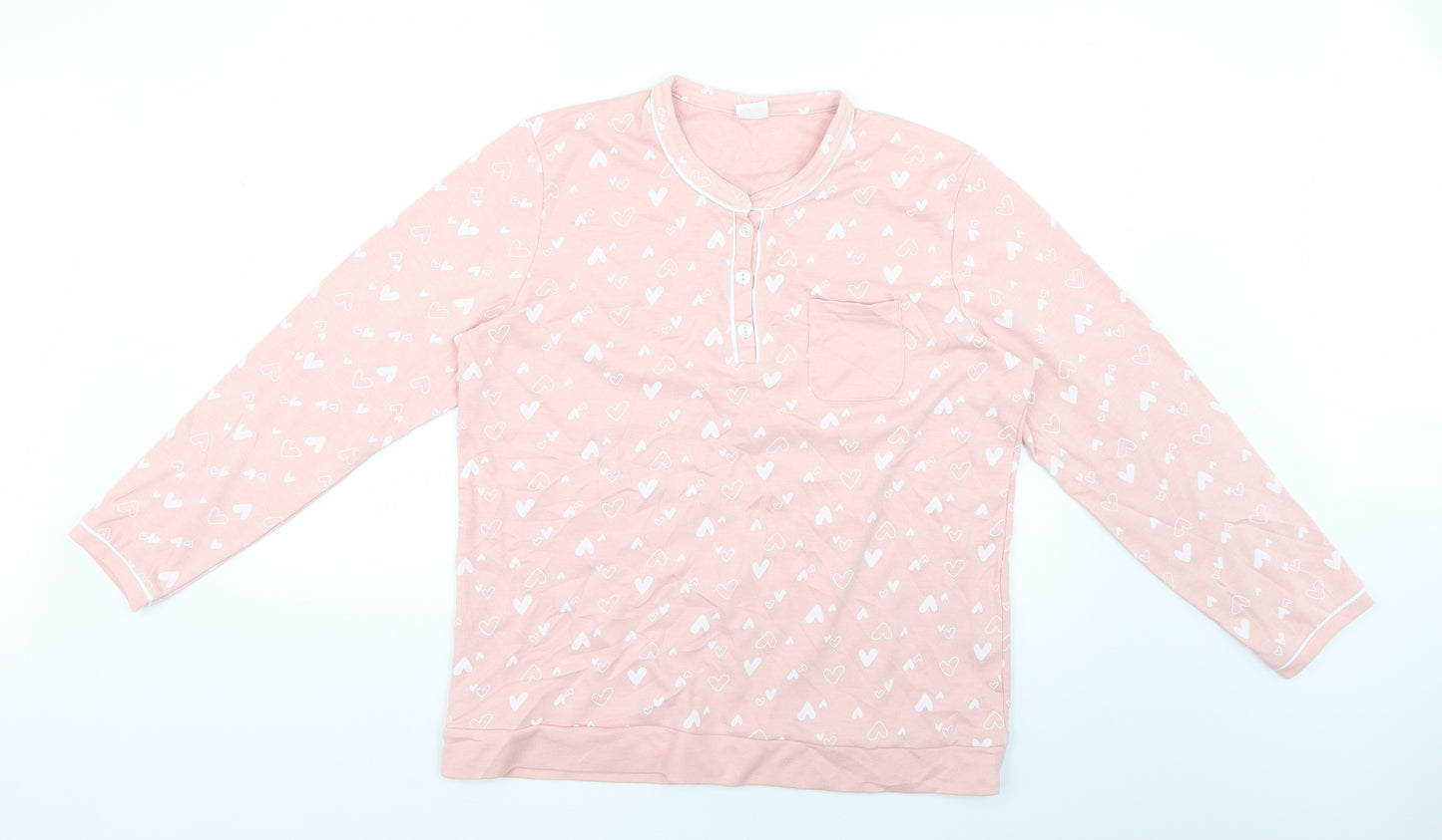 Preworn Womens Pink Geometric  Babydoll Pyjama Top Size L