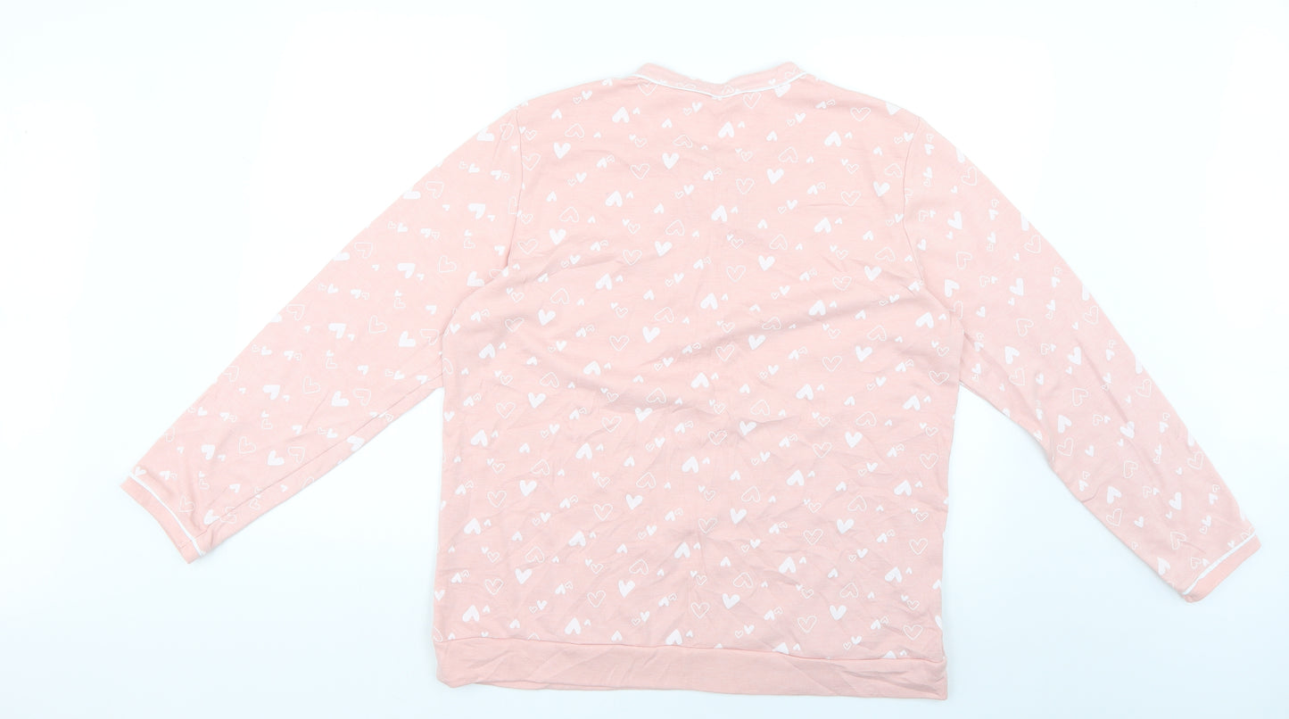 Preworn Womens Pink Geometric  Babydoll Pyjama Top Size L