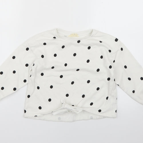 H&M Girls White Polka Dot  Pullover Jumper Size 6-7 Years
