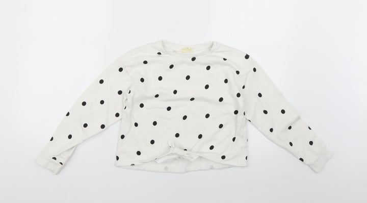 H&M Girls White Polka Dot Pullover Jumper Size 6-7 Years