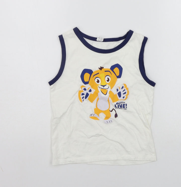 Preworn Boys White Houndstooth  Basic Tank Size 5 Years  - Madagascar