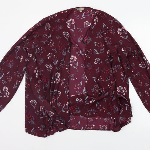 Anthology Womens Purple Geometric  Basic Button-Up Size 14