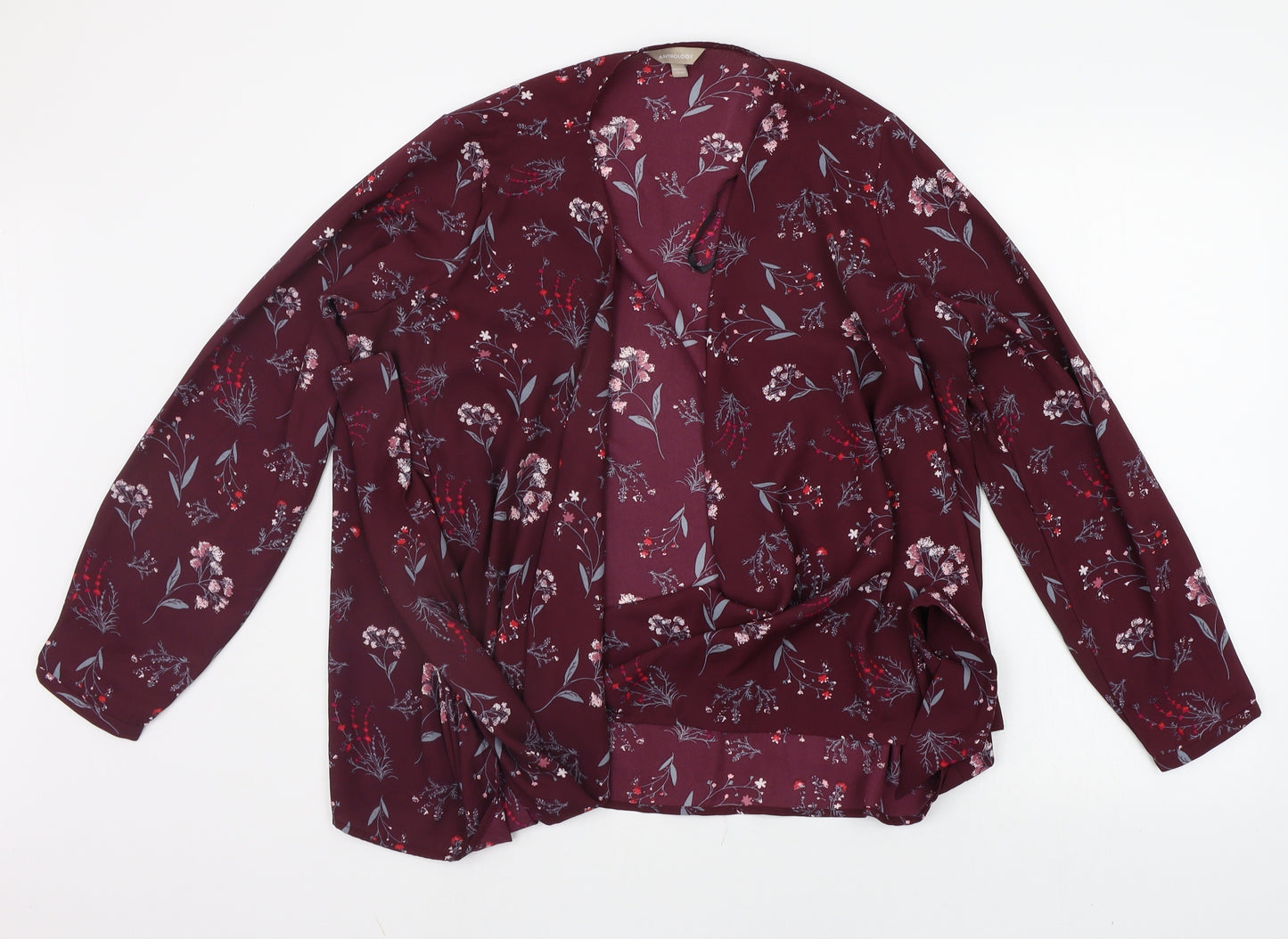 Anthology Womens Purple Geometric  Basic Button-Up Size 14