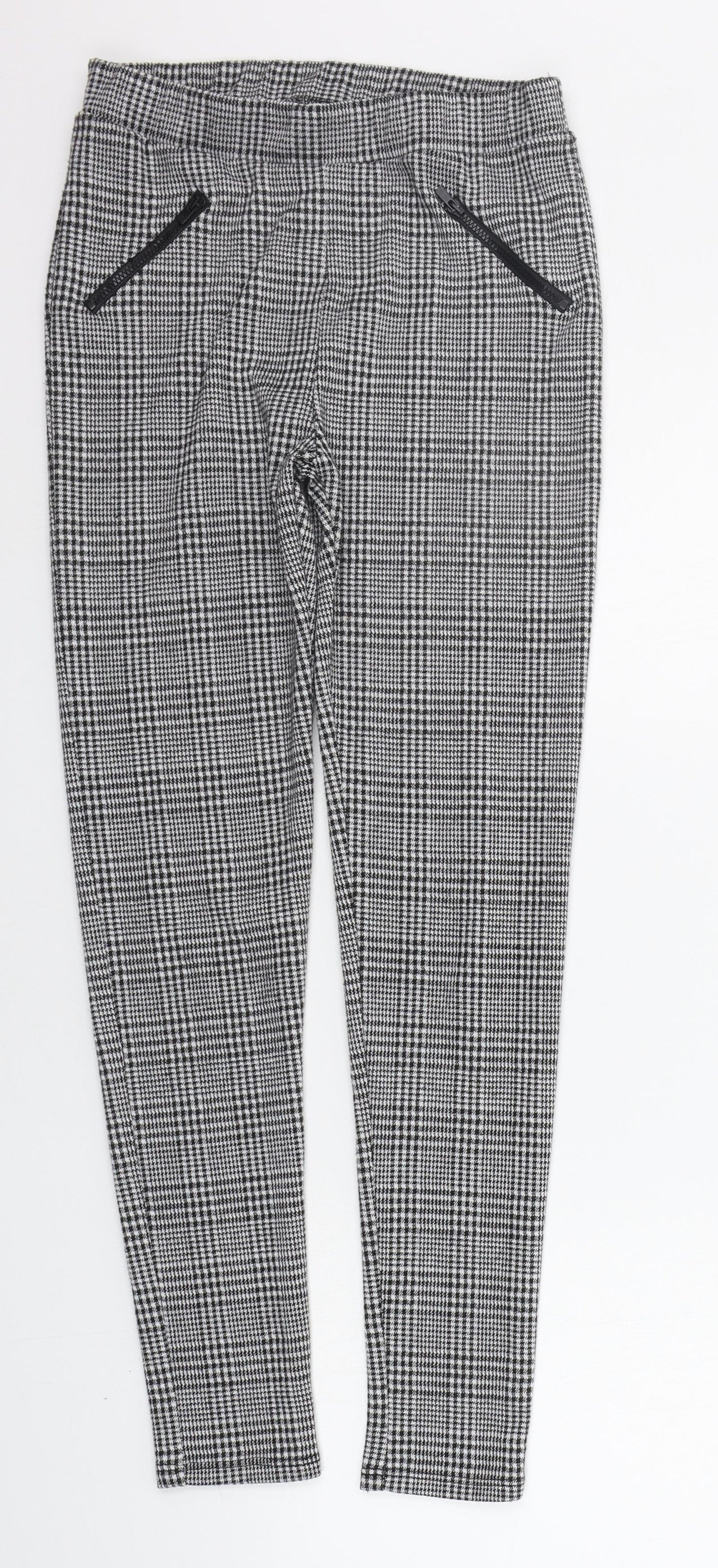 Matalan Girls Grey Check  Jegging Trousers Size 13 Years