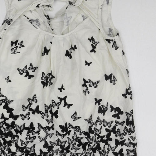 DROTHY PERKINS  Womens White Geometric  Basic Blouse Size 12