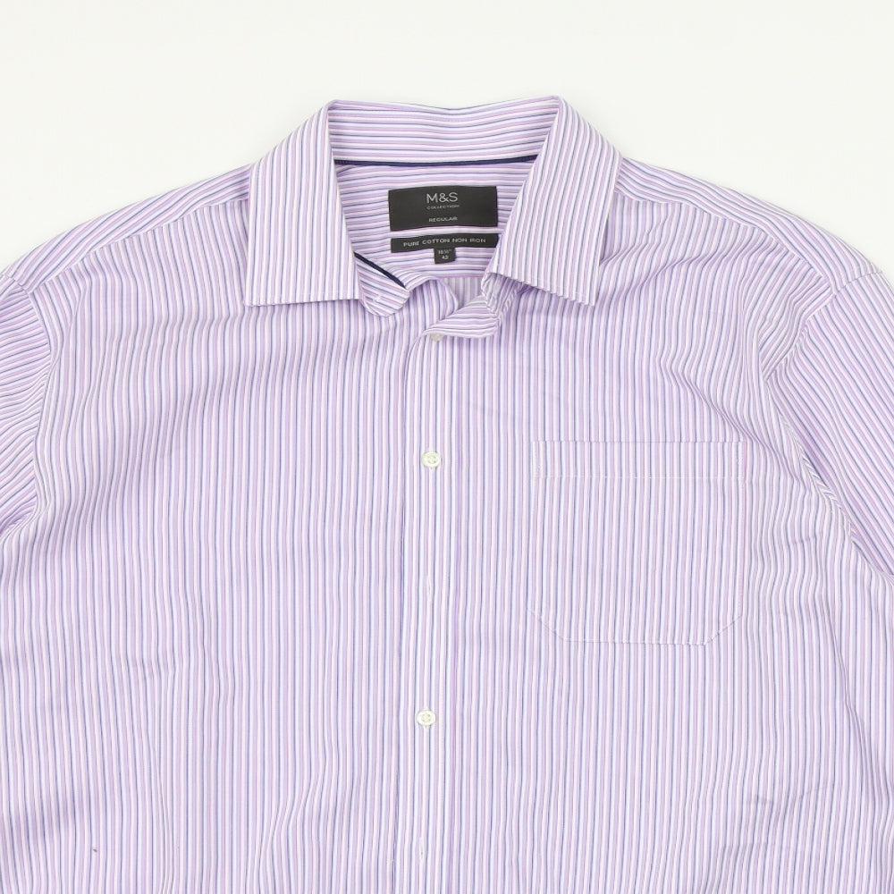 Marks and Spencer Mens Purple    Button-Up Size 16.5