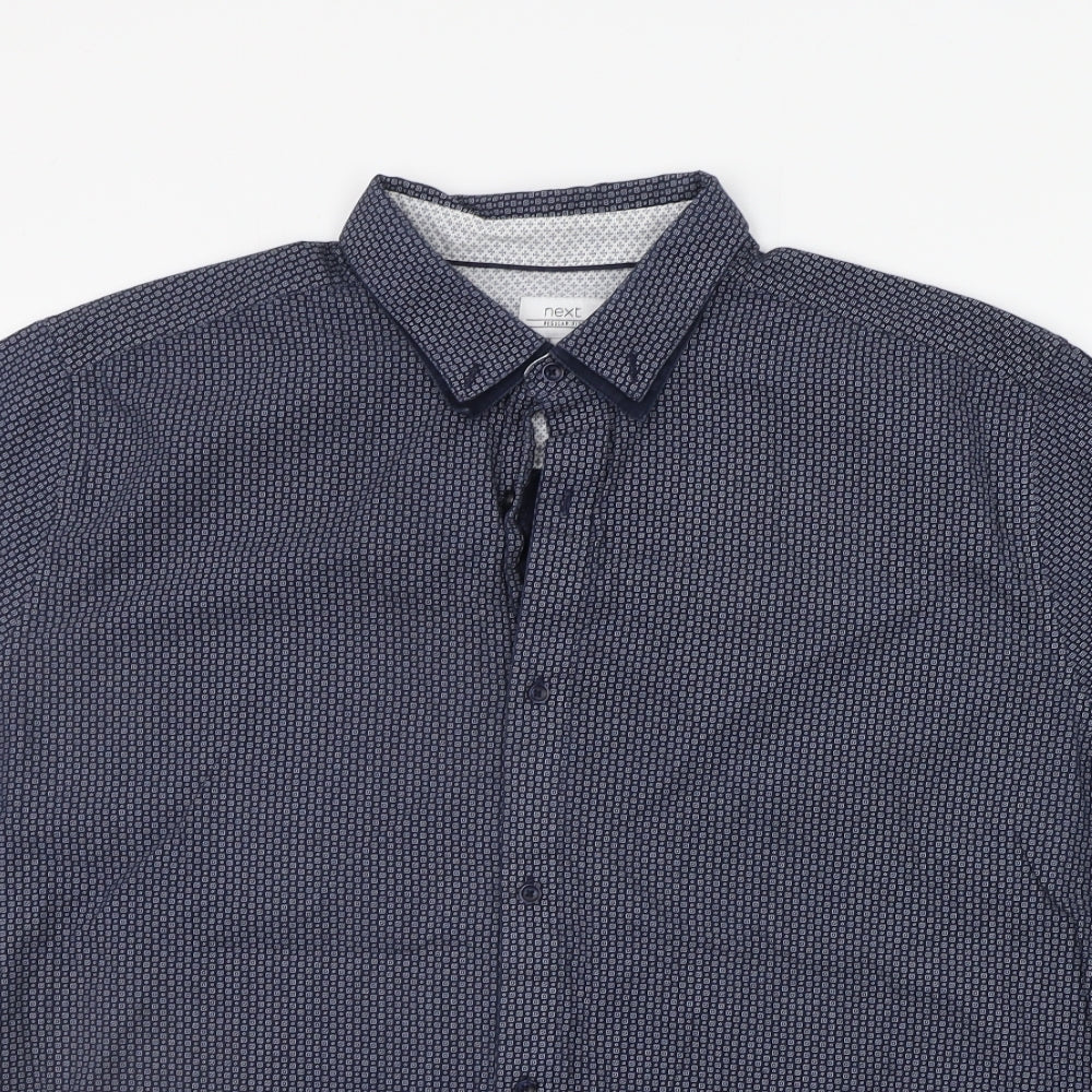 NEXT Mens Blue Geometric   Button-Up Size 2XL