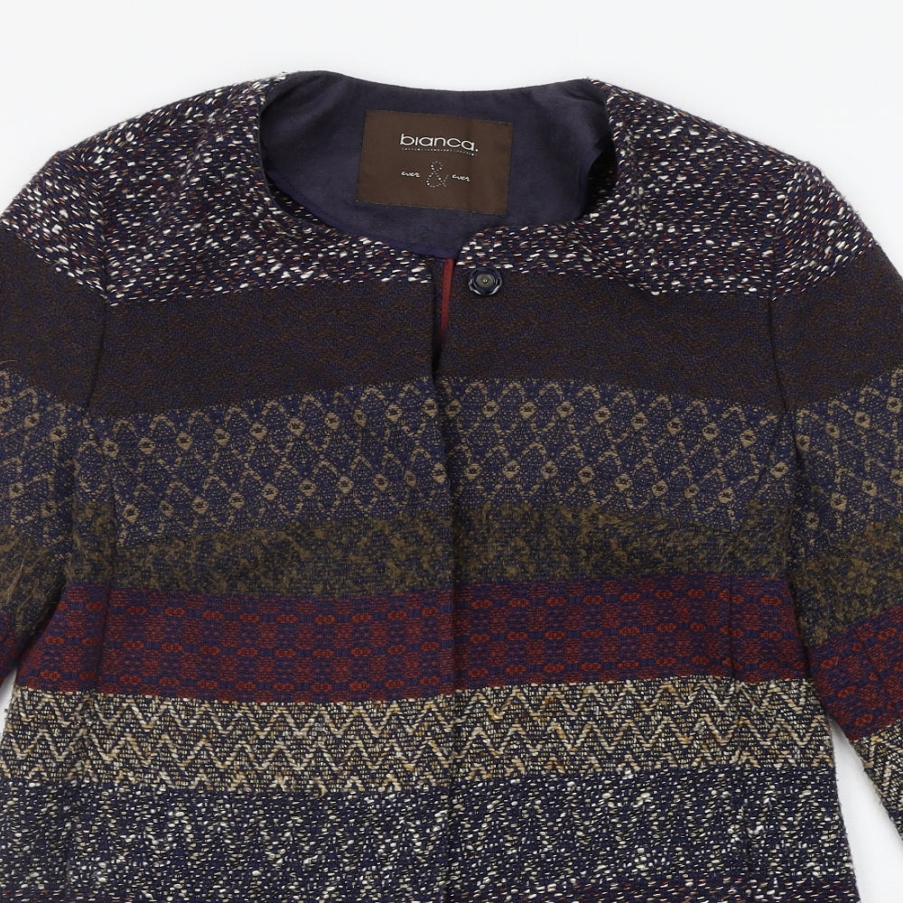 Blanco Womens Blue Striped  Cardigan Jumper Size 12