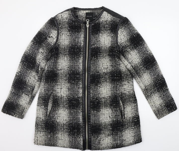 New Look Womens Grey Geometric  Jacket Coat Size 14