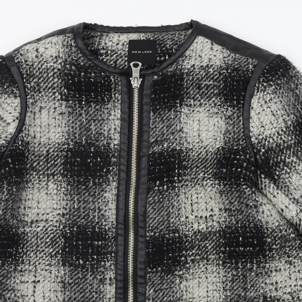 New Look Womens Grey Geometric  Jacket Coat Size 14