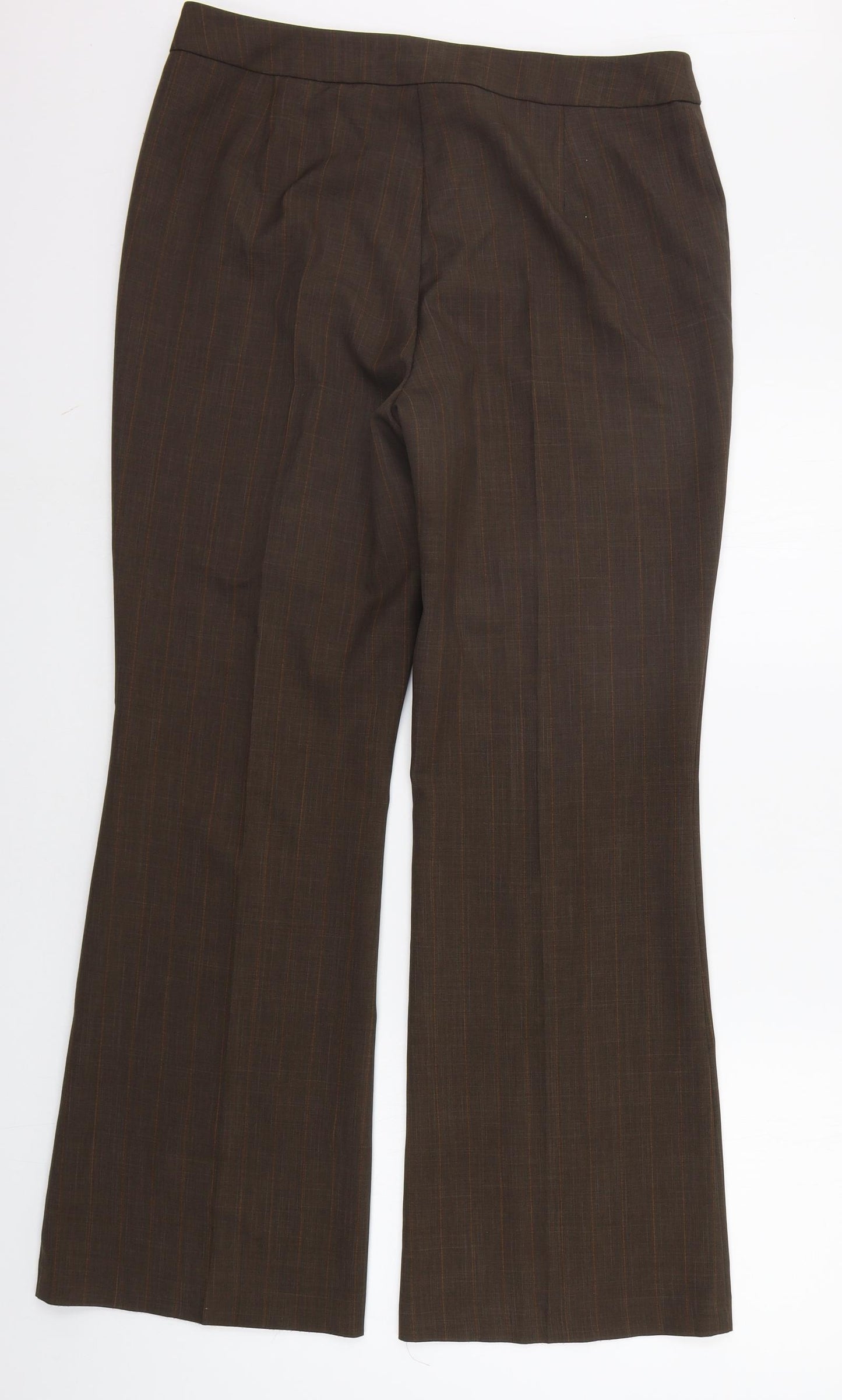 Marks and Spencer Womens Brown Striped  Trousers  Size 14 L29 in