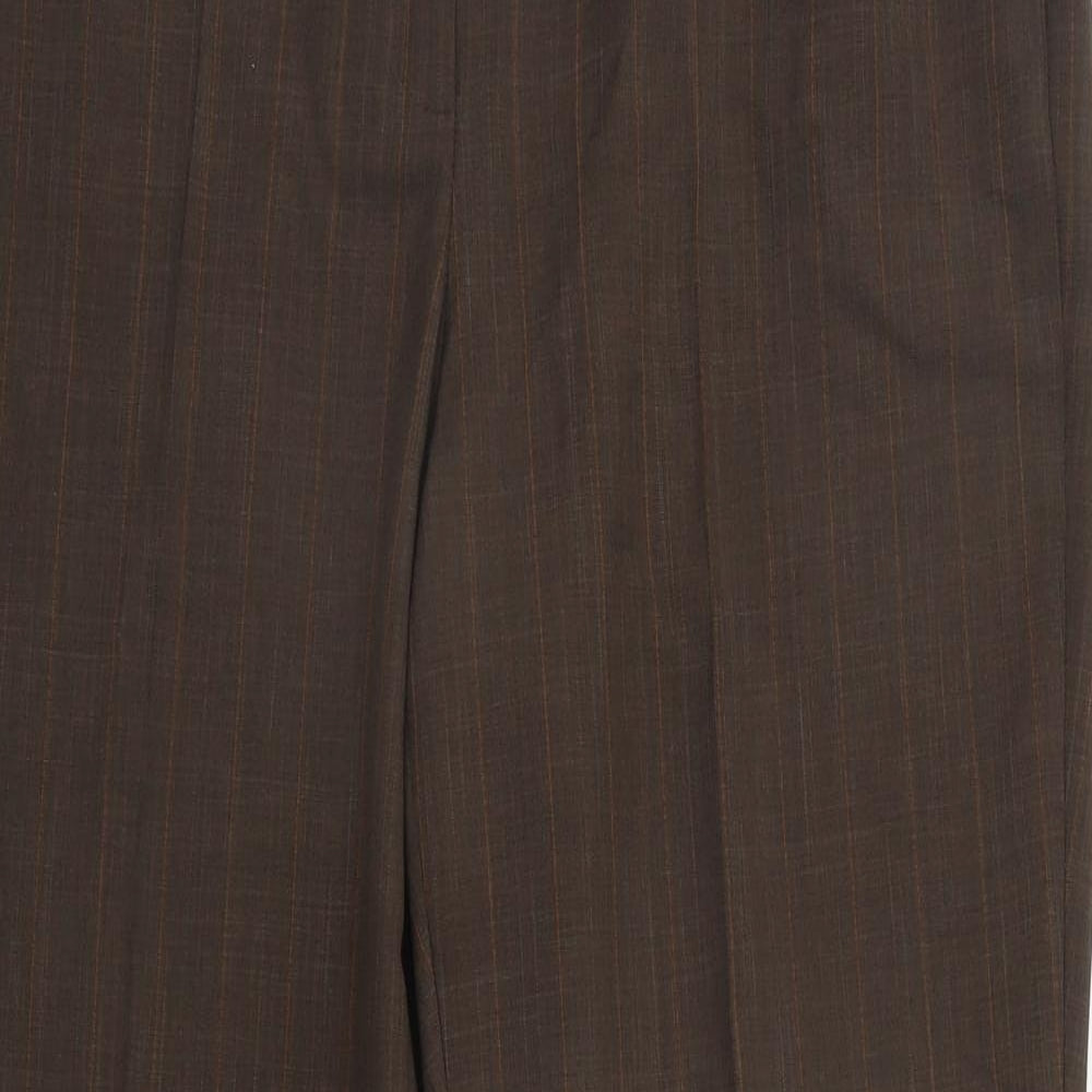 Marks and Spencer Womens Brown Striped  Trousers  Size 14 L29 in