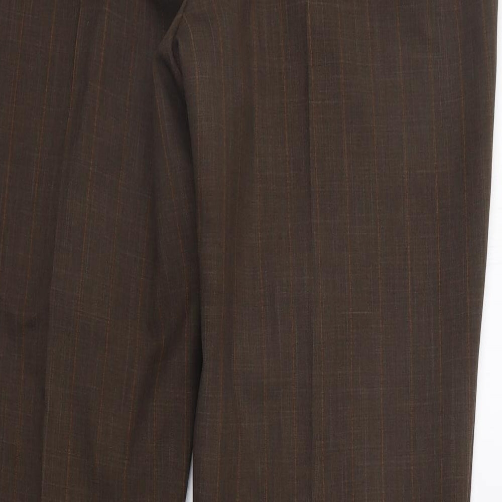 Marks and Spencer Womens Brown Striped  Trousers  Size 14 L29 in