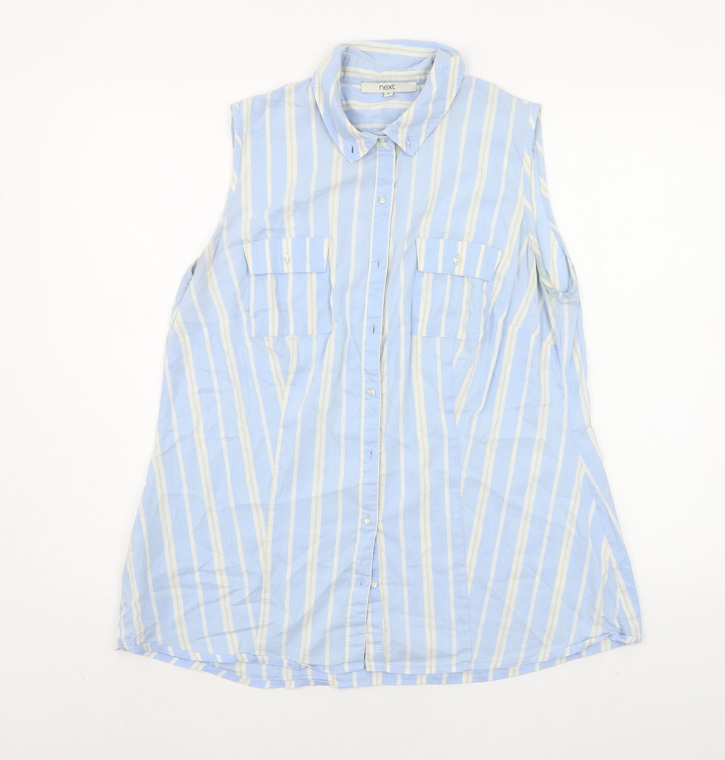 NEXT Womens Blue Striped  Basic Button-Up Size 16