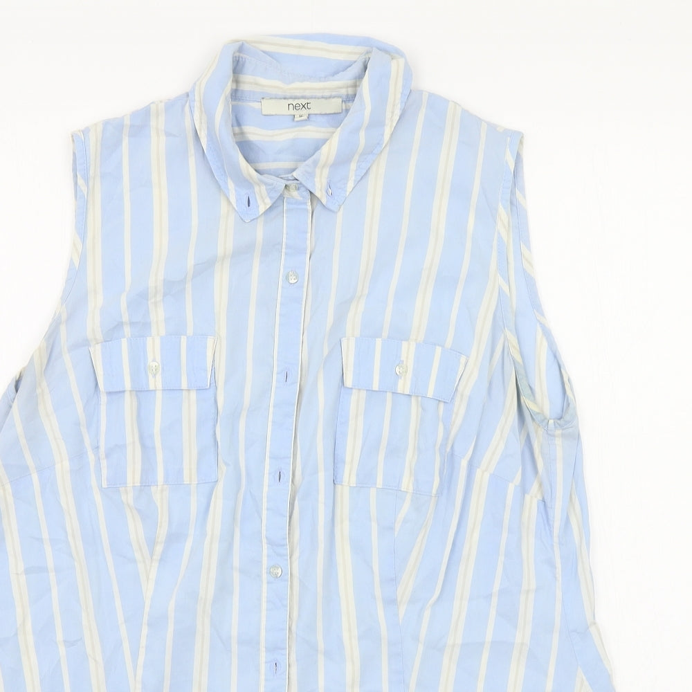 NEXT Womens Blue Striped  Basic Button-Up Size 16