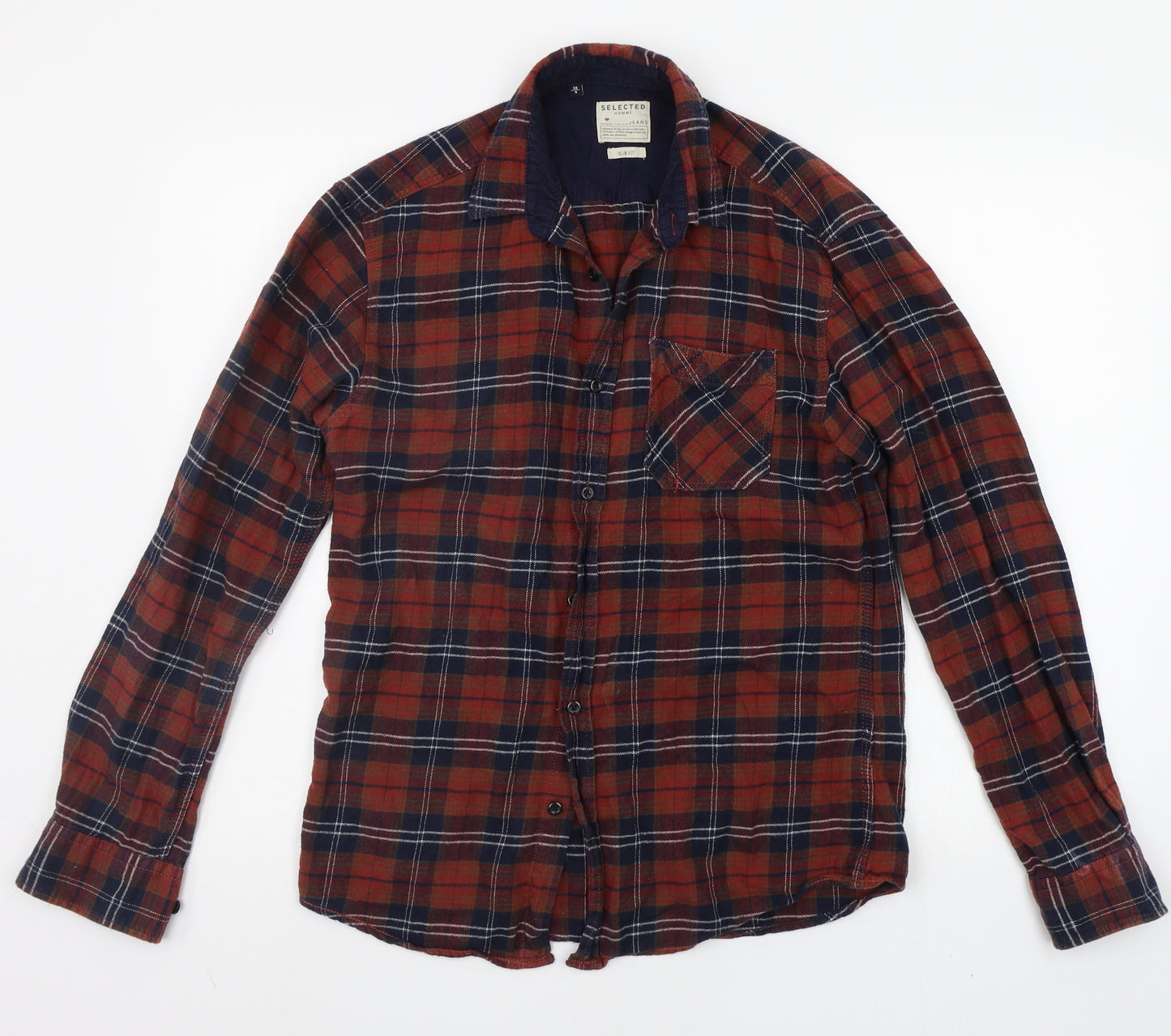 Select Womens Orange Check  Basic Button-Up Size 8