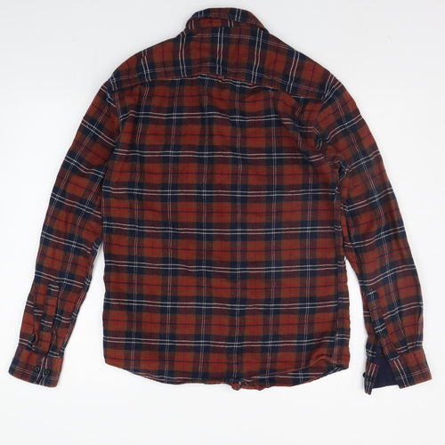 Select Womens Orange Check  Basic Button-Up Size 8